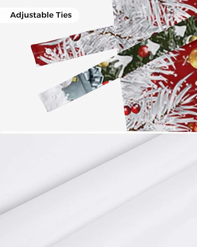 Christmas Gnome Blackout Tie Up Valance Curtains for Kitchen Windows Winter Merry Christmas Tree Balls Window Toppers Balloon Shades for Living Room/Bathroom/Bedroom,1 Panel, 54" X 18", Red