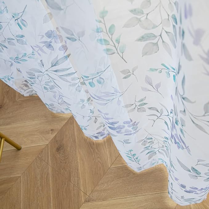 Windows Printing Pattern Sheer White Curtains 72 Inches Length 2 Panels Voile Light Filtering Sheer Curtains Panel Basic Rod Pocket for Bedroom Living Room Children Room Kitchen Yard