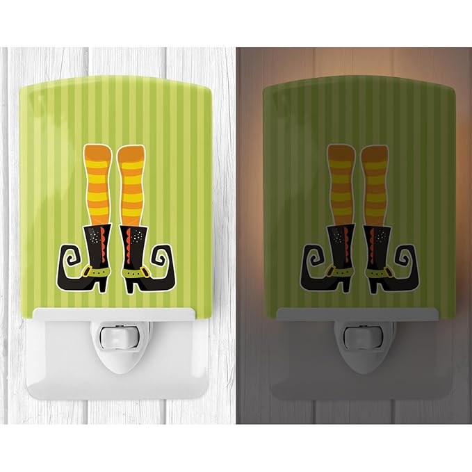 Caroline's Treasures BB9154CNL Halloween Witch's Feet #4 Ceramic Night Light Compact, UL-Certified, Ideal for Bedroom, Bathroom, Nursery, Hallway, Kitchen, 6x4x3, Multicolor