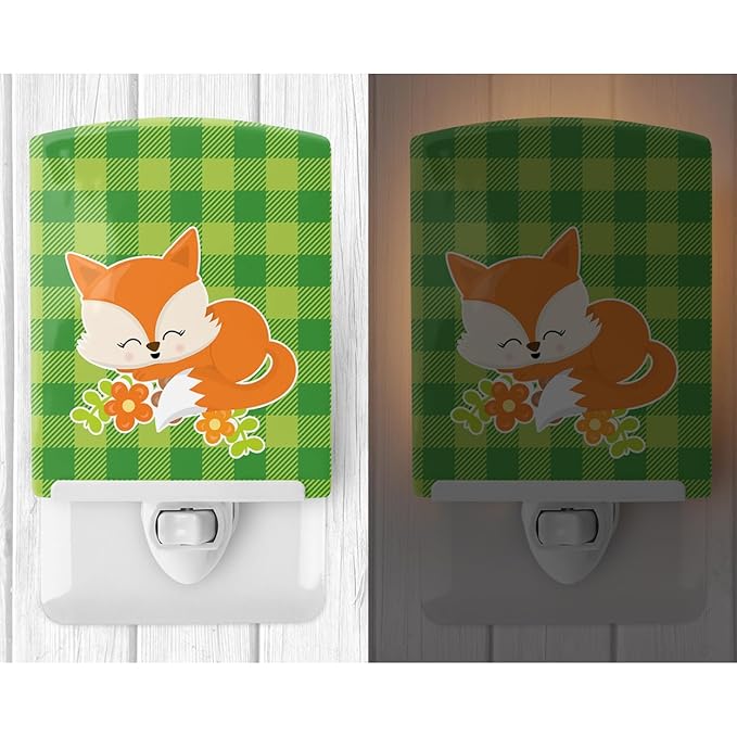 Caroline's Treasures BB8714CNL Foxie Fox Ceramic Night Light Compact, UL-Certified, Ideal for Bedroom, Bathroom, Nursery, Hallway, Kitchen, 6x4x3, Multicolor