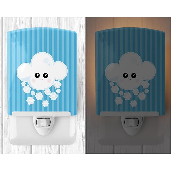 Caroline's Treasures BB7158CNL Weather Snowing Face Ceramic Night Light Compact, UL-Certified, Ideal for Bedroom, Bathroom, Nursery, Hallway, Kitchen, 6x4x3, Multicolor