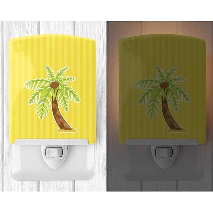 Caroline's Treasures BB8641CNL Palm Tree Ceramic Night Light Compact, UL-Certified, Ideal for Bedroom, Bathroom, Nursery, Hallway, Kitchen, 6x4x3, Multicolor