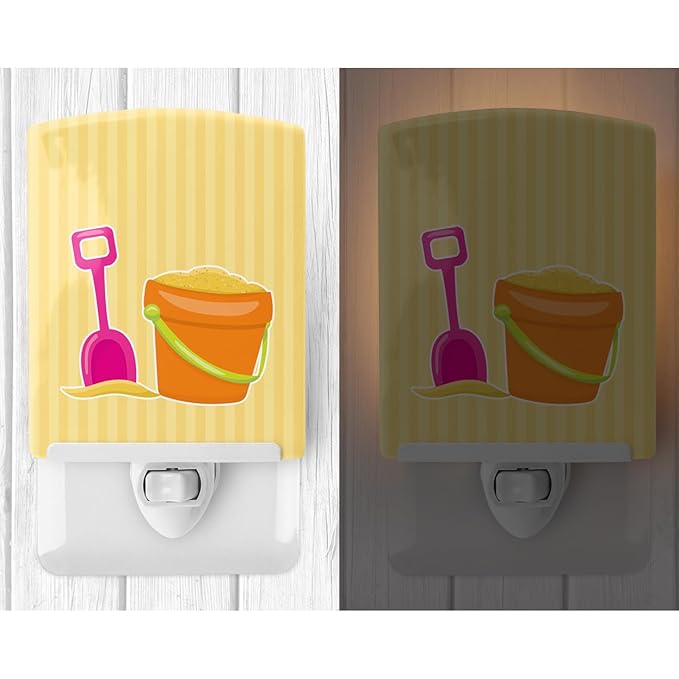 Caroline's Treasures BB8658CNL Beach Baby Girl Bucket of Sand Ceramic Night Light Compact, UL-Certified, Ideal for Bedroom, Bathroom, Nursery, Hallway, Kitchen, 6x4x3, Multicolor