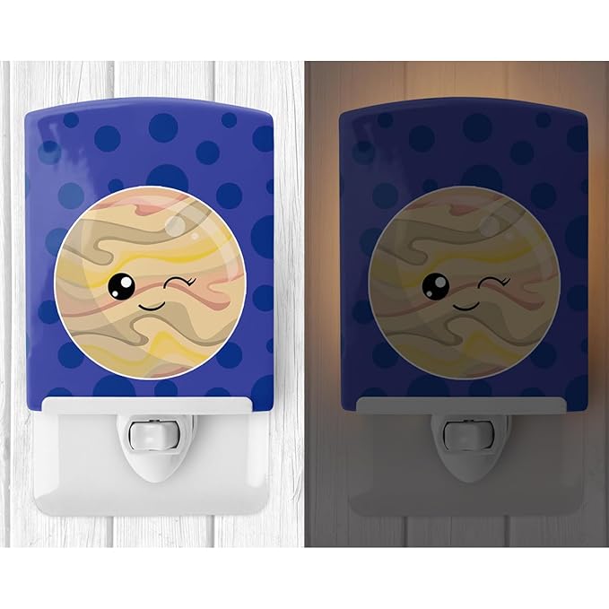 Caroline's Treasures BB9037CNL Planets Ceramic Night Light Compact, UL-Certified, Ideal for Bedroom, Bathroom, Nursery, Hallway, Kitchen, 6x4x3, Multicolor