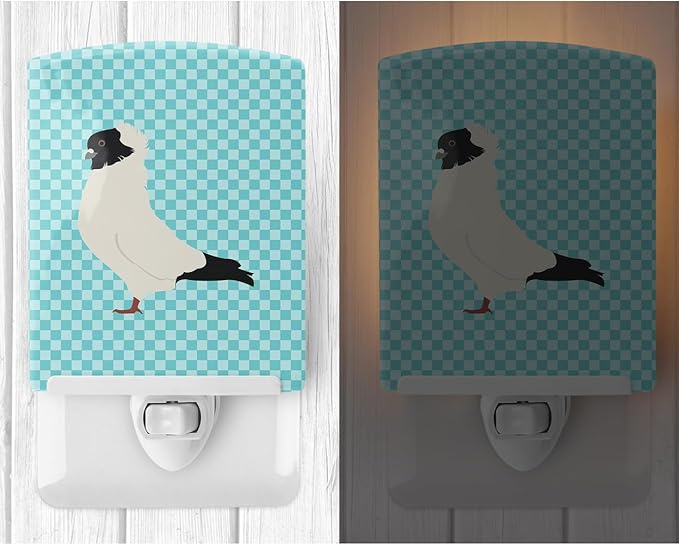 Caroline's Treasures BB8126CNL Nun Pigeon Blue Check Ceramic Night Light Compact, UL-Certified, Ideal for Bedroom, Bathroom, Nursery, Hallway, Kitchen, 6x4x3, Multicolor
