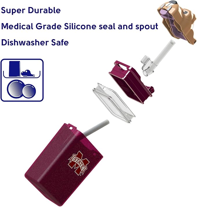 Reusable Water Bottle | Officially Licensed NCAA Sports Bottle |BPA Free | Dishwasher Safe | Mississippi State University | Bully Mascot Officially Licensed NCAA - 8oz