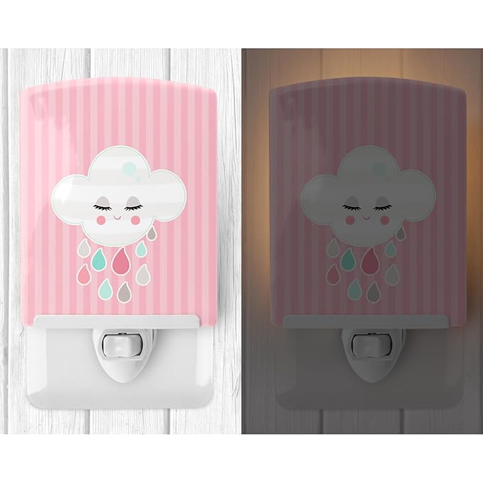 Caroline's Treasures BB8717CNL Rain Cloud Ceramic Night Light Compact, UL-Certified, Ideal for Bedroom, Bathroom, Nursery, Hallway, Kitchen, 6x4x3, Multicolor