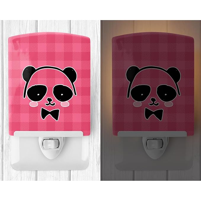 Caroline's Treasures BB7039CNL Panda Bear Pink Face Ceramic Night Light Compact, UL-Certified, Ideal for Bedroom, Bathroom, Nursery, Hallway, Kitchen, 6x4x3, Multicolor