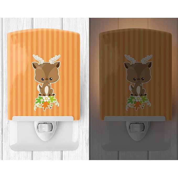 Caroline's Treasures BB8713CNL Deer Ceramic Night Light Compact, UL-Certified, Ideal for Bedroom, Bathroom, Nursery, Hallway, Kitchen, 6x4x3, Multicolor