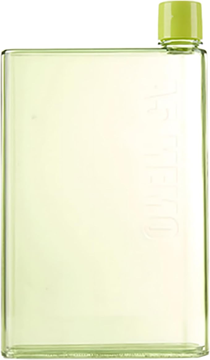 IUI Flat Water Bottle 14 oz, Leak Proof and Slim Reusable Flat Water Bottle, Portable Cute Water Bottle for Purse Pocket School Sports Travel Green