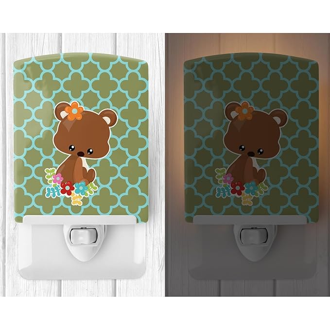 Caroline's Treasures BB6797CNL Baby Brown Bear Ceramic Night Light Compact, UL-Certified, Ideal for Bedroom, Bathroom, Nursery, Hallway, Kitchen, 6x4x3, Multicolor