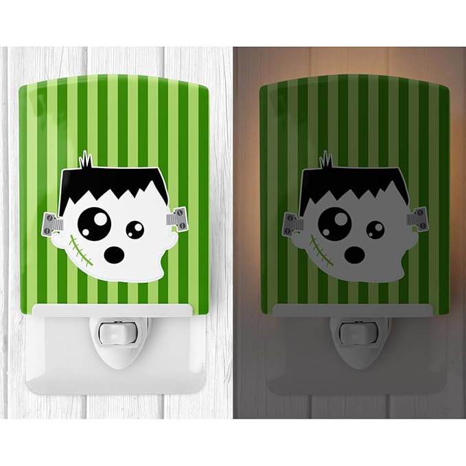 Caroline's Treasures BB6958CNL Halloween Ghost Frankenstein Ceramic Night Light Compact, UL-Certified, Ideal for Bedroom, Bathroom, Nursery, Hallway, Kitchen, 6x4x3, Multicolor