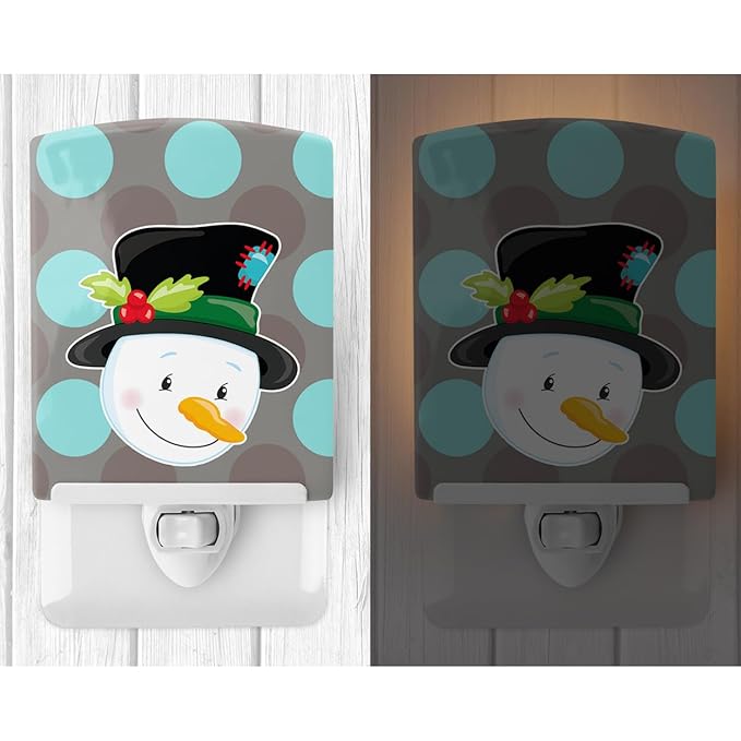 Caroline's Treasures BB8671CNL Christmas Snowman Ceramic Night Light Compact, UL-Certified, Ideal for Bedroom, Bathroom, Nursery, Hallway, Kitchen, 6x4x3, Multicolor