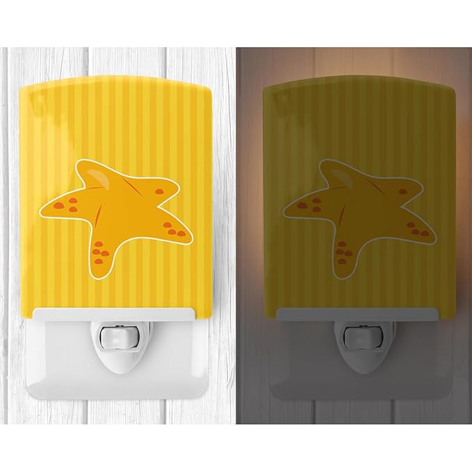 Caroline's Treasures BB8901CNL Nautical Starfish Ceramic Night Light Compact, UL-Certified, Ideal for Bedroom, Bathroom, Nursery, Hallway, Kitchen, 6x4x3, Multicolor