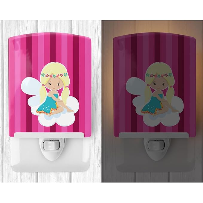 Caroline's Treasures BB6808CNL Blonde Fairy Ceramic Night Light Compact, UL-Certified, Ideal for Bedroom, Bathroom, Nursery, Hallway, Kitchen, 6x4x3, Multicolor