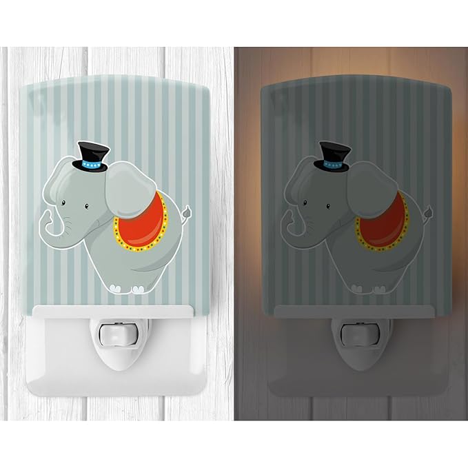 Caroline's Treasures BB8698CNL Elephant Ceramic Night Light Compact, UL-Certified, Ideal for Bedroom, Bathroom, Nursery, Hallway, Kitchen, 6x4x3, Multicolor
