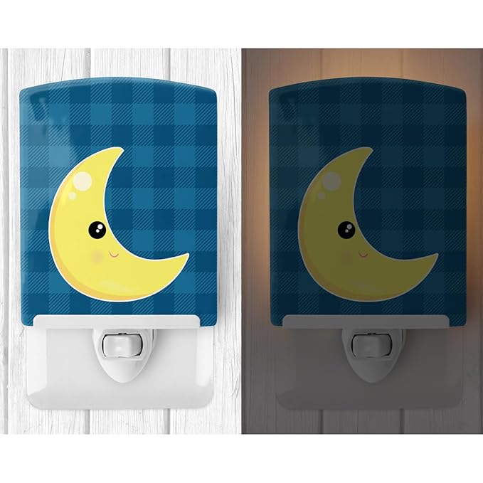Caroline's Treasures BB7156CNL Weather Moon Face Ceramic Night Light Compact, UL-Certified, Ideal for Bedroom, Bathroom, Nursery, Hallway, Kitchen, 6x4x3, Multicolor