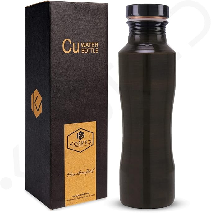 Pure Copper Jasmine Antique Water Bottle: A Premium Design Bottle with Ayurvedic Health Benefits, (800ml / 27oz)