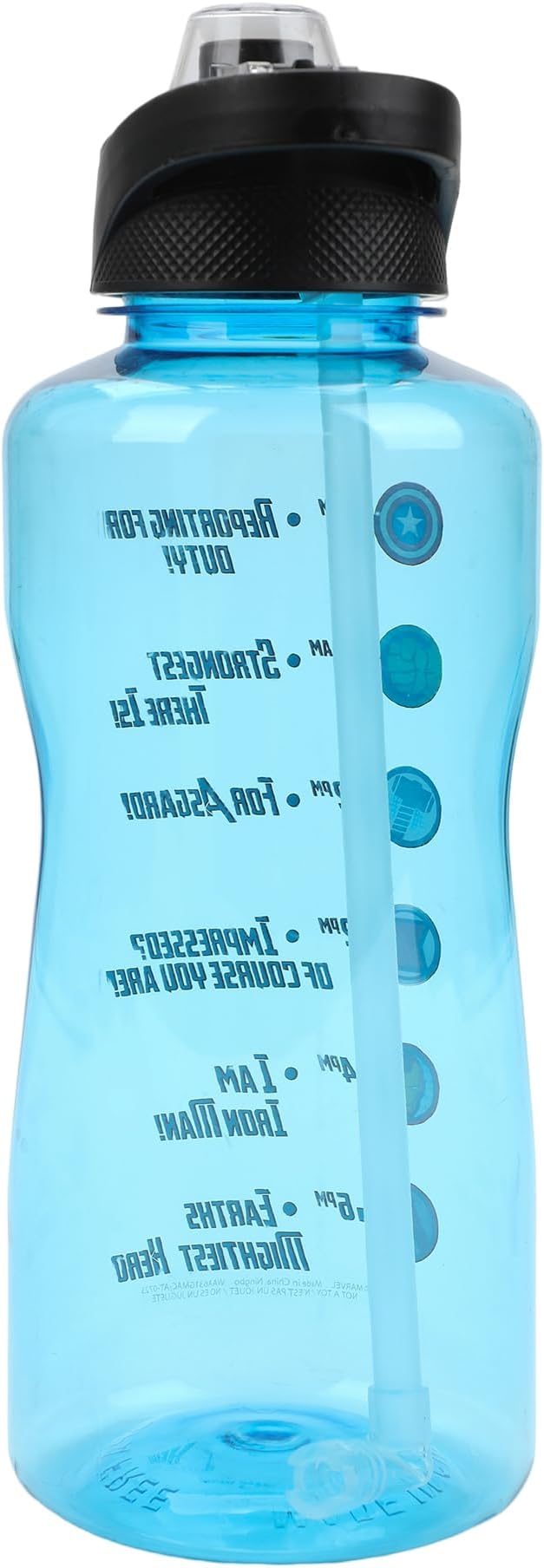 Marvel Avengers Motivational Sayings 2-Liter Transparent Blue Water Bottle
