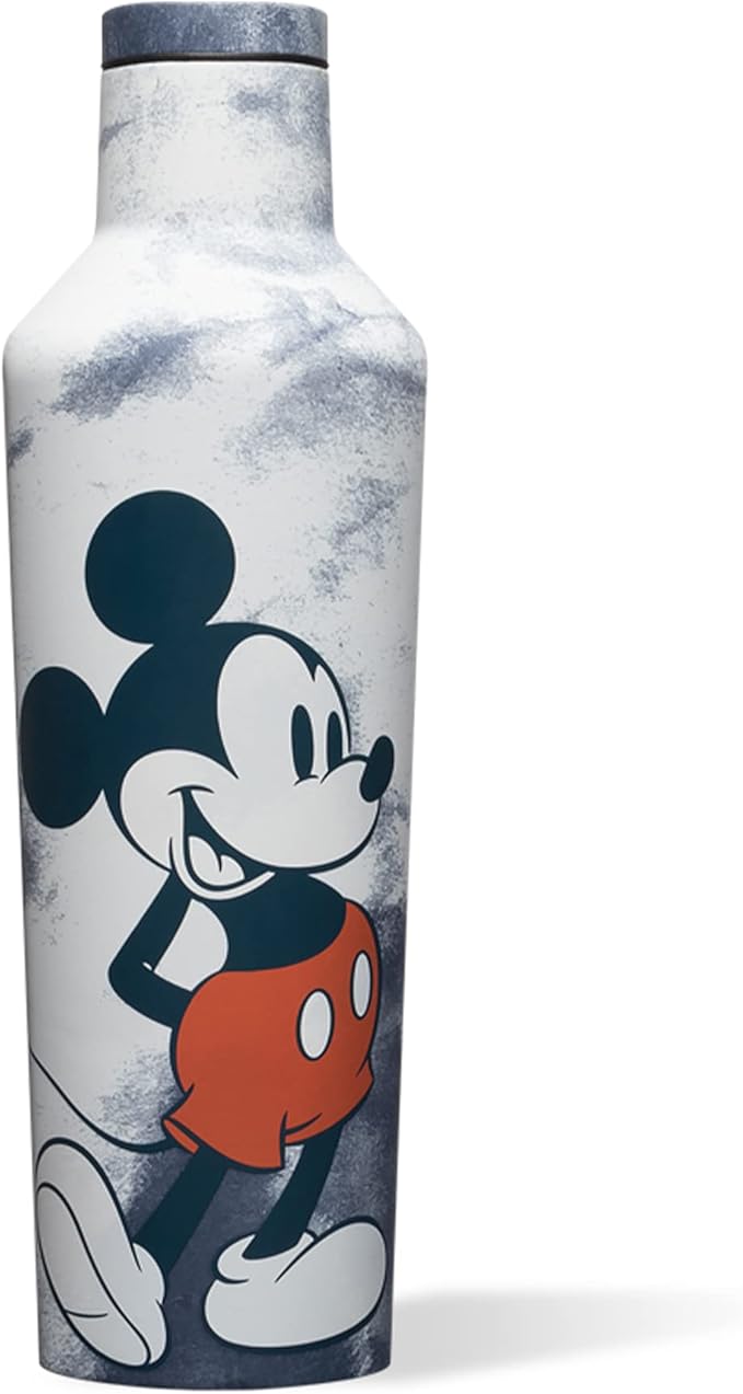 Corkcicle Disney Mickey Mouse 16 Ounce Canteen Triple Insulated Stainless Steel Water Bottle with Screw Cap and Extra Wide Mouth, Tie Dye
