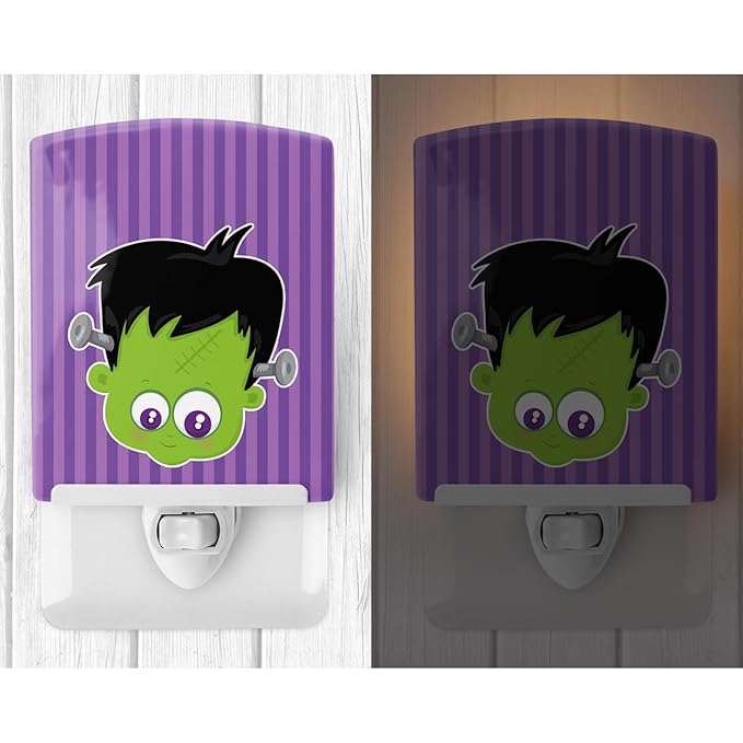 Caroline's Treasures BB8788CNL Halloween Frankenstein Ceramic Night Light Compact, UL-Certified, Ideal for Bedroom, Bathroom, Nursery, Hallway, Kitchen, 6x4x3, Multicolor