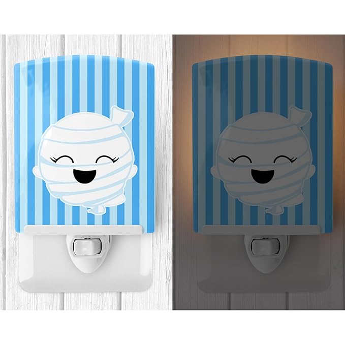 Caroline's Treasures BB6960CNL Halloween Ghost Mummy Ceramic Night Light Compact, UL-Certified, Ideal for Bedroom, Bathroom, Nursery, Hallway, Kitchen, 6x4x3, Multicolor