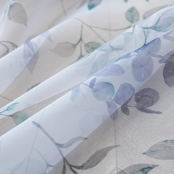 Windows Printing Pattern Sheer White Curtains 72 Inches Length 2 Panels Voile Light Filtering Sheer Curtains Panel Basic Rod Pocket for Bedroom Living Room Children Room Kitchen Yard