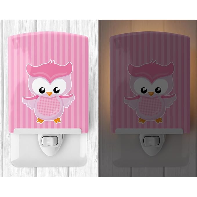 Caroline's Treasures BB9047CNL Girl Bird on Pink Ceramic Night Light Compact, UL-Certified, Ideal for Bedroom, Bathroom, Nursery, Hallway, Kitchen, 6x4x3, Multicolor