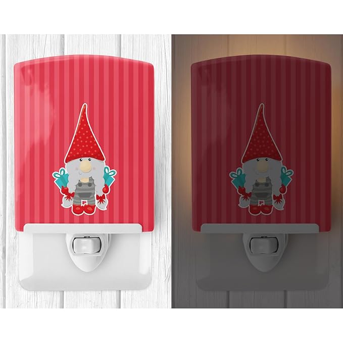 Caroline's Treasures BB8781CNL Merry Christmas Gnome Ceramic Night Light Compact, UL-Certified, Ideal for Bedroom, Bathroom, Nursery, Hallway, Kitchen, 6x4x3, Multicolor