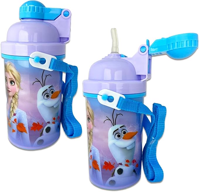 Disney Water Bottles for Girls- 3 Pc Disney School Supplies Bundle with Disney Drinking Bottles Featuring Disney Princesses, Frozen, Minnie Mouse Plus Sticker Activity Book, More