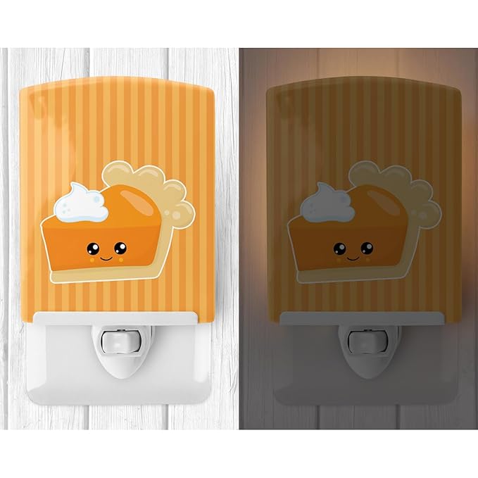 Caroline's Treasures BB8764CNL Fall Pumpkin Pie Ceramic Night Light Compact, UL-Certified, Ideal for Bedroom, Bathroom, Nursery, Hallway, Kitchen, 6x4x3, Multicolor