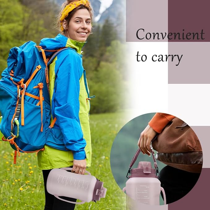 64oz Foldable Silicone Water Cups with Straw, BPA Free, for Outdoor Sports Water Bottle (Pink)