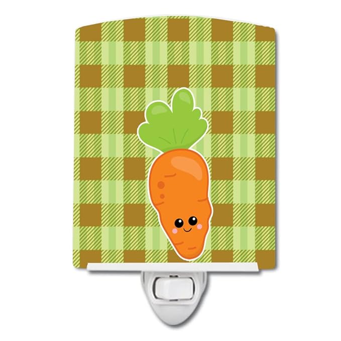 Caroline's Treasures BB6891CNL Carol The Carrot Ceramic Night Light Compact, UL-Certified, Ideal for Bedroom, Bathroom, Nursery, Hallway, Kitchen, 6x4x3, Multicolor