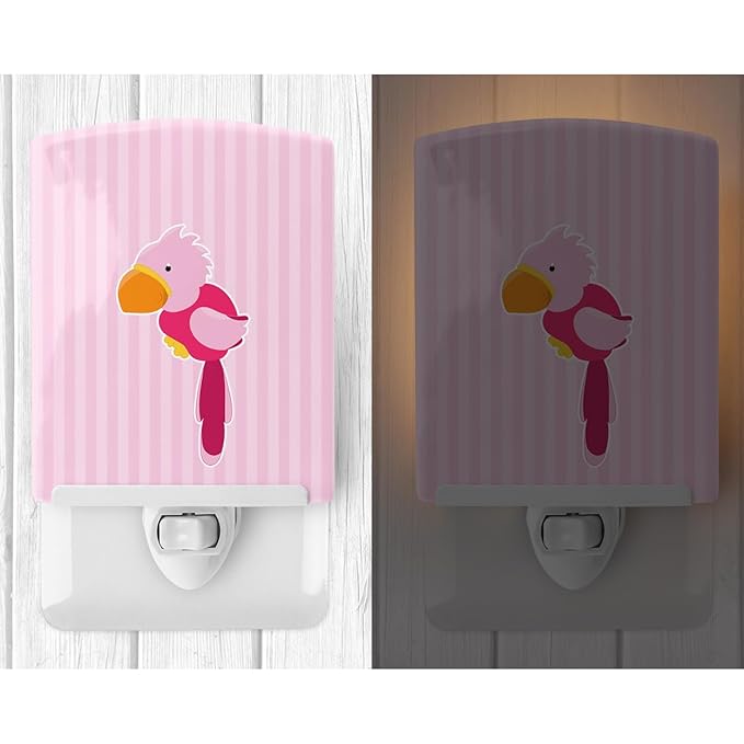 Caroline's Treasures BB8971CNL Pirate Parrot Pink Ceramic Night Light Compact, UL-Certified, Ideal for Bedroom, Bathroom, Nursery, Hallway, Kitchen, 6x4x3, Multicolor