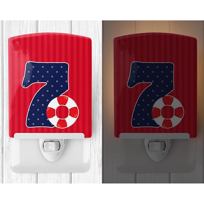 Caroline's Treasures BB8878CNL Nautical Month 7 Ceramic Night Light Compact, UL-Certified, Ideal for Bedroom, Bathroom, Nursery, Hallway, Kitchen, 6x4x3, Multicolor