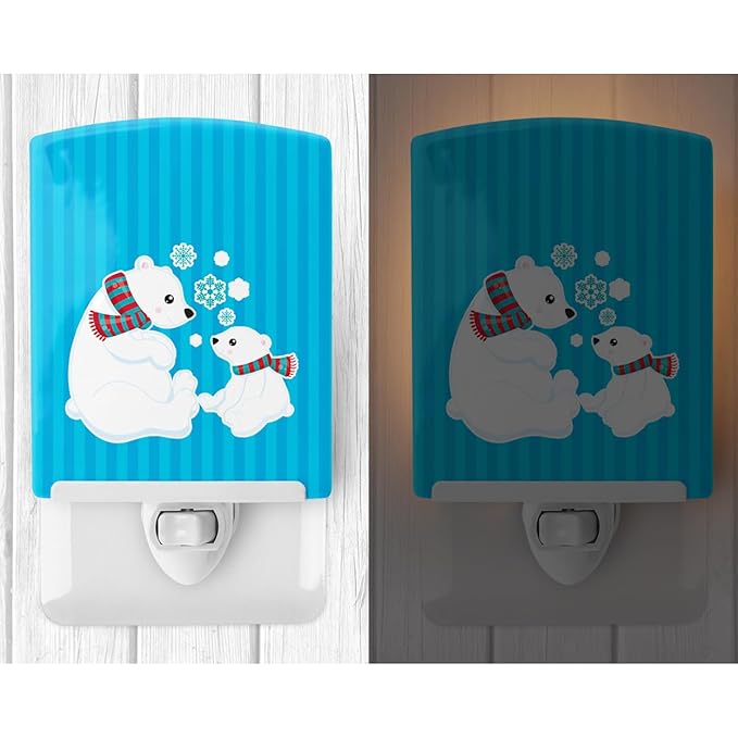 Caroline's Treasures BB8981CNL Polar Bears #5 Ceramic Night Light Compact, UL-Certified, Ideal for Bedroom, Bathroom, Nursery, Hallway, Kitchen, 6x4x3, Multicolor