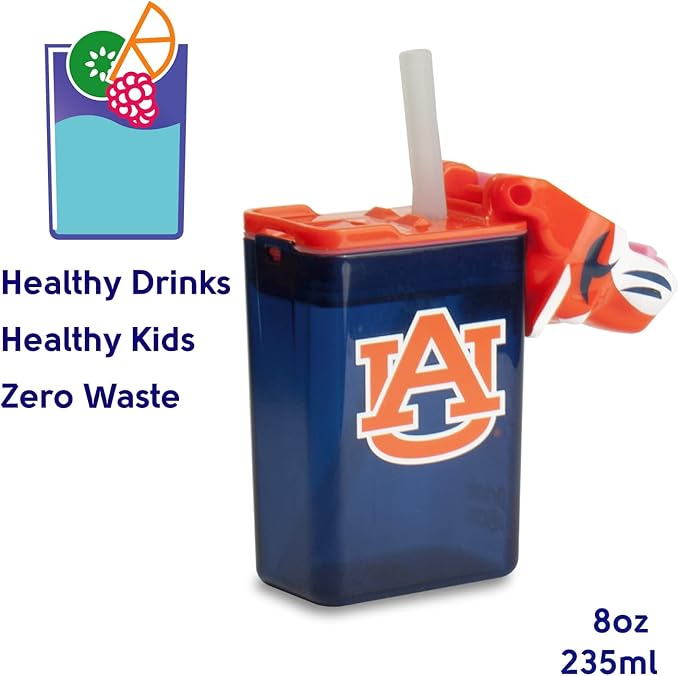 Reusable Water Bottle | Officially Licensed NCAA Sports Bottle | BPA Free | Dishwasher Safe | Tiger Aubie Mascot | 12 oz Drink in auburn Box - Auburn University