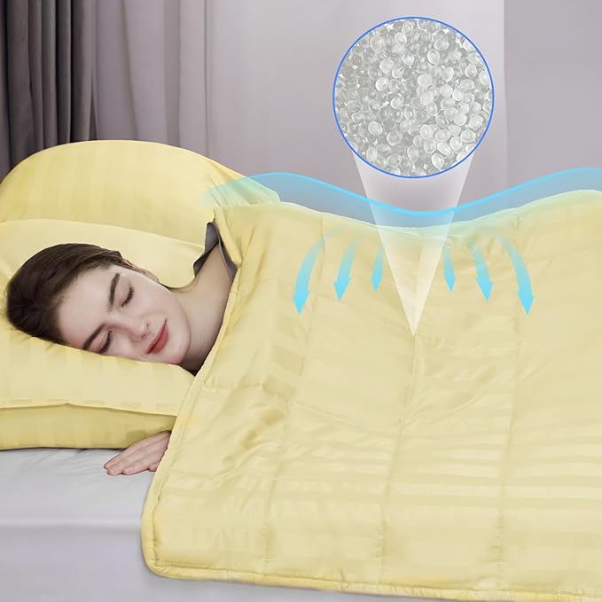 Weighted Blanket,7lbs Heavy Weighted Blanket 40"x60" Breathable Cooling Blanket, Summer Blankets Ultra Soft Comfort Blanket with Glass Beads for All-Season (Yellow)