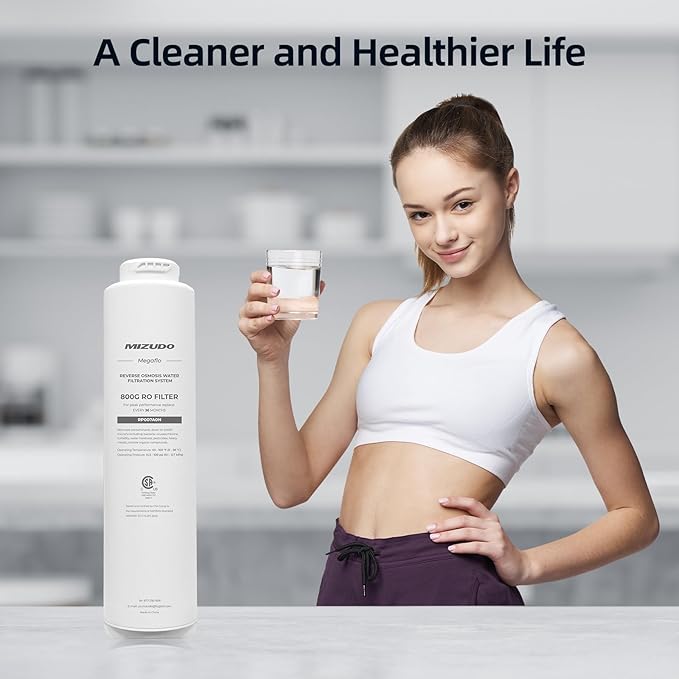 800GPD RO Filter, Replacement for MIZUDO Megaflo 800GPD Reverse Osmosis System, 36-month Lifetime, 0.0001 Micron RO Membrane