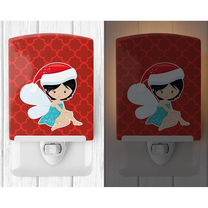 Caroline's Treasures BB8679CNL Black Haired Fairy Ceramic Night Light Compact, UL-Certified, Ideal for Bedroom, Bathroom, Nursery, Hallway, Kitchen, 6x4x3, Multicolor