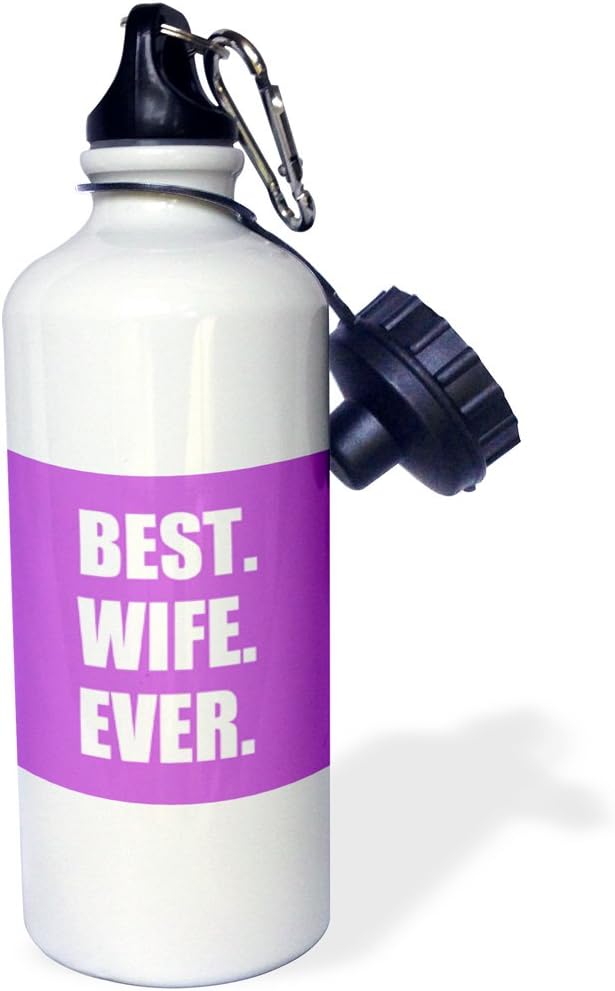 3dRose Purple Best Wife Ever-Bold Anniversary Valentines Day Gift for her-Sports Water Bottle, 21oz , 21 oz, Multicolor