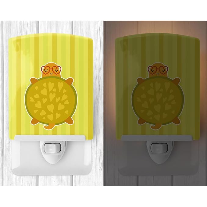 Caroline's Treasures BB6736CNL Turtle with Glasses Ceramic Night Light Compact, UL-Certified, Ideal for Bedroom, Bathroom, Nursery, Hallway, Kitchen, 6x4x3, Multicolor