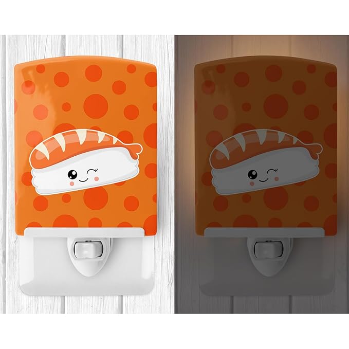 Caroline's Treasures BB8804CNL Sushi Sashimi Ceramic Night Light Compact, UL-Certified, Ideal for Bedroom, Bathroom, Nursery, Hallway, Kitchen, 6x4x3, Multicolor