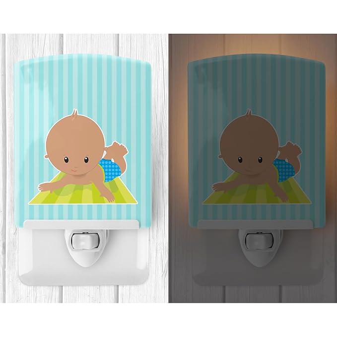 Caroline's Treasures BB8654CNL Beach Baby Boy on mat Ceramic Night Light Compact, UL-Certified, Ideal for Bedroom, Bathroom, Nursery, Hallway, Kitchen, 6x4x3, Multicolor