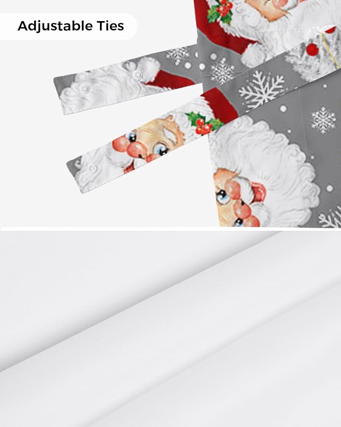 Grey Christmas Blackout Tie Up Valance Curtains for Kitchen Windows Santa Claus Merry Christmas Tree Window Toppers Balloon Shades for Living Room/Bathroom/Bedroom,1 Panel, 60" X 18", Winter Snowflake