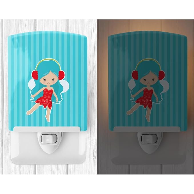 Caroline's Treasures BB8676CNL Blue Haired Fairy Ceramic Night Light Compact, UL-Certified, Ideal for Bedroom, Bathroom, Nursery, Hallway, Kitchen, 6x4x3, Multicolor