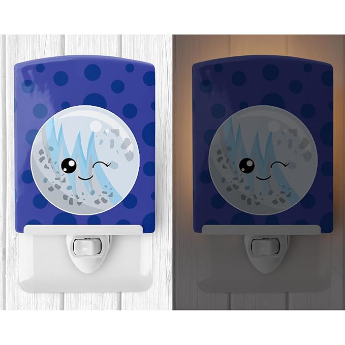 Caroline's Treasures BB9044CNL Planets Moon Ceramic Night Light Compact, UL-Certified, Ideal for Bedroom, Bathroom, Nursery, Hallway, Kitchen, 6x4x3, Multicolor