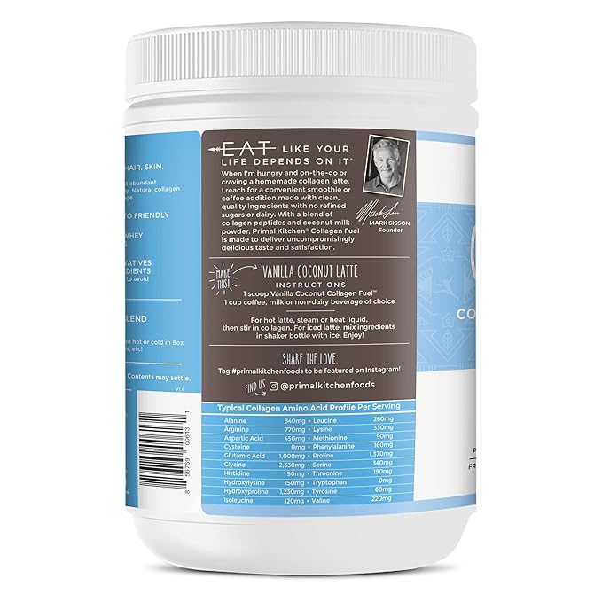 Primal Kitchen Vanilla Collagen Fuel® Drink Mix, Vanilla Coconut Collagen Peptides, No Sugar or Dairy, 13.1 Ounces