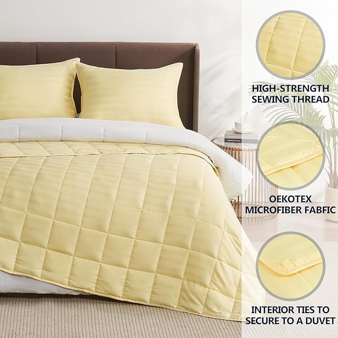 Weighted Blanket,7lbs Heavy Weighted Blanket 40"x60" Breathable Cooling Blanket, Summer Blankets Ultra Soft Comfort Blanket with Glass Beads for All-Season (Yellow)