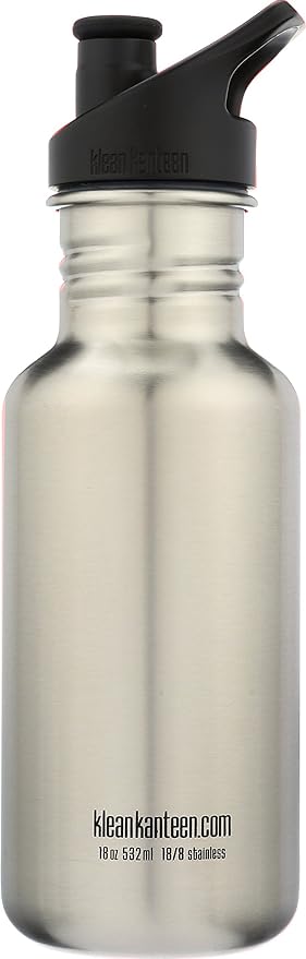 Klean Kanteen Classic Stainless Steel Singel Wall Non-Insulated Water Bottle with Sport Cap